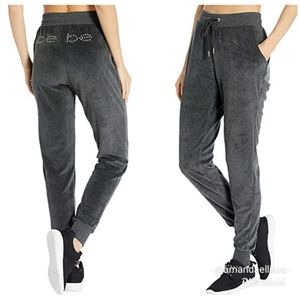 Bebe Cropped Microstone Velour Joggers Lounge Pant